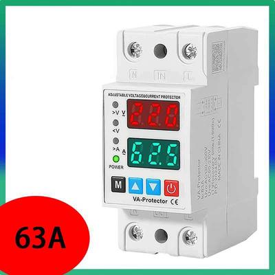Adjustable Over Voltage Current Protector AC 220V Dual Display Voltage Current Monitoring with Auto Power Cut Off