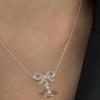 VIVIENNE WESTWOOD Octavie Bow Saturn Pendant Long Necklace Unisex Necklace Silver Pink 6302039G-01P356-SM