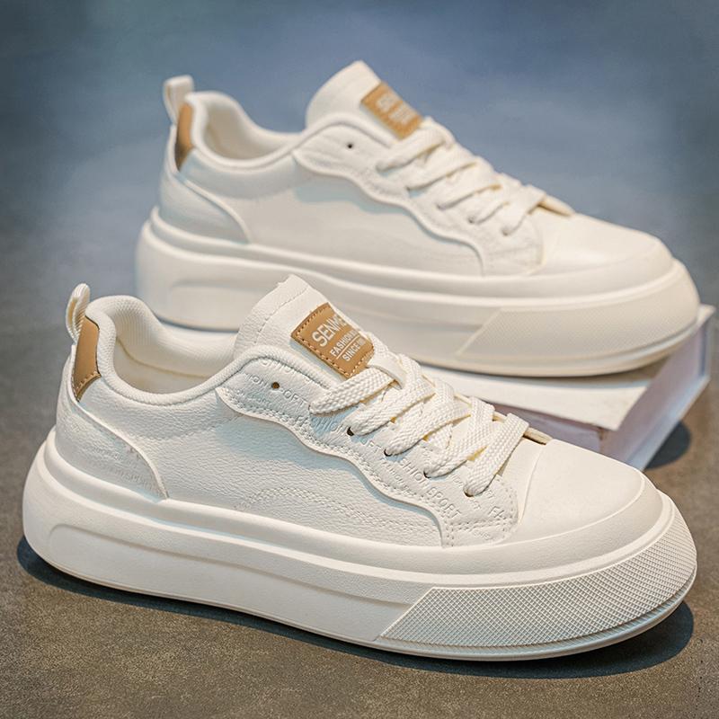 

Platform Sneakers Thick Sole Casual Shoes Fashion Low-Top Lace-Up Trainers for Daily Wear 44 бежевий