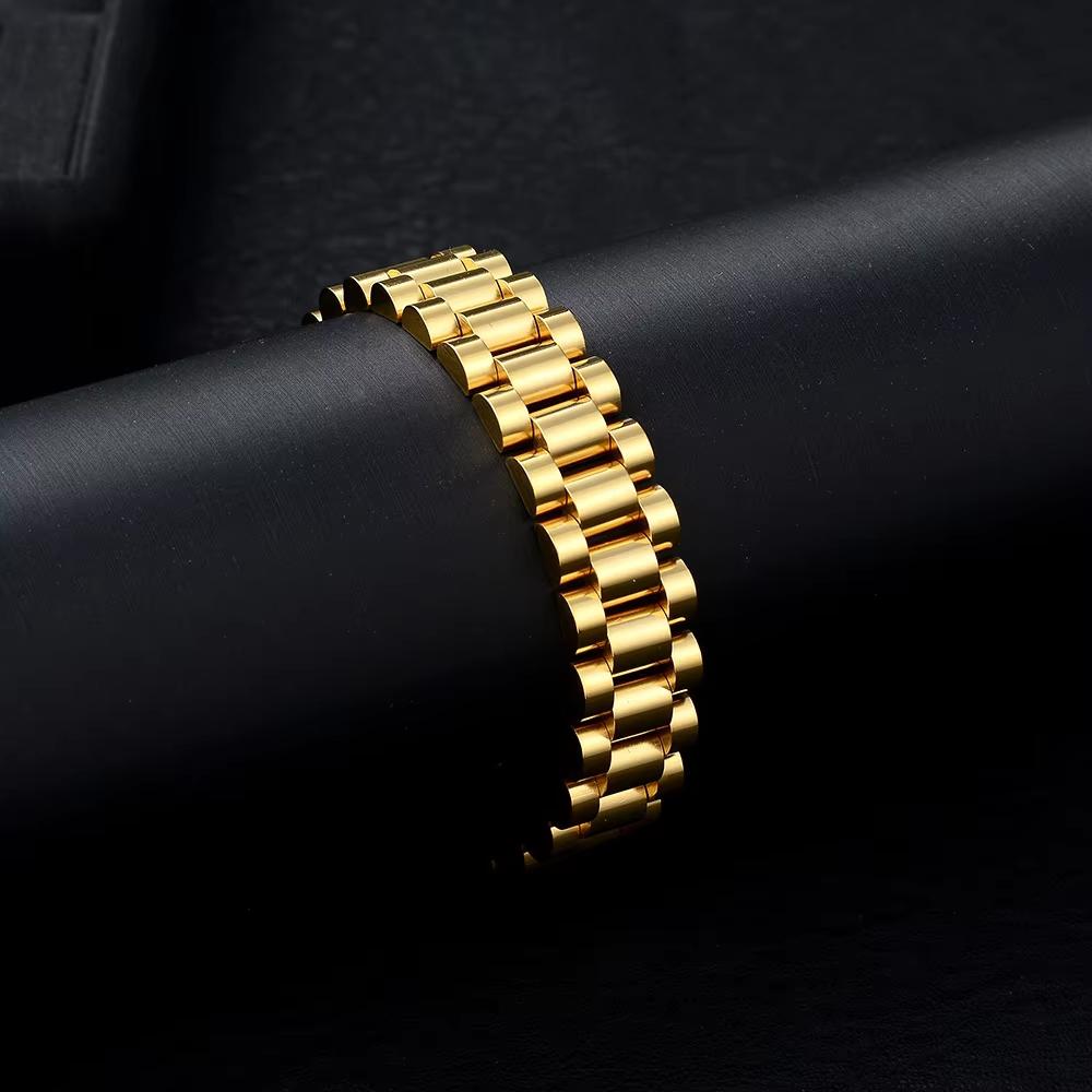 Hip Hop Simple Fashion 316L Stainless Steel 18k Gold Charm Plated Bracelet Bracelet MenPVD Fine Fashion Jewelry Gift