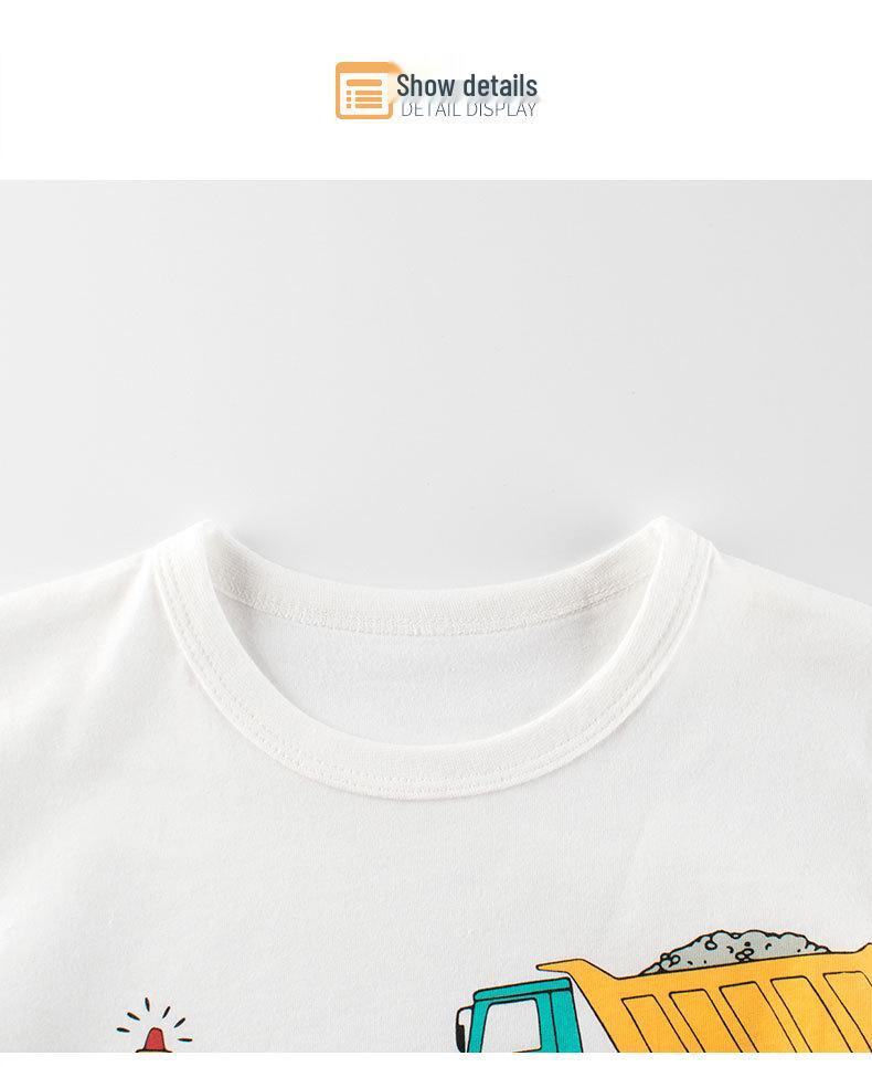 27kids 2024 Summer New Children's Short-Sleeved T-Shirts for Baby Boys