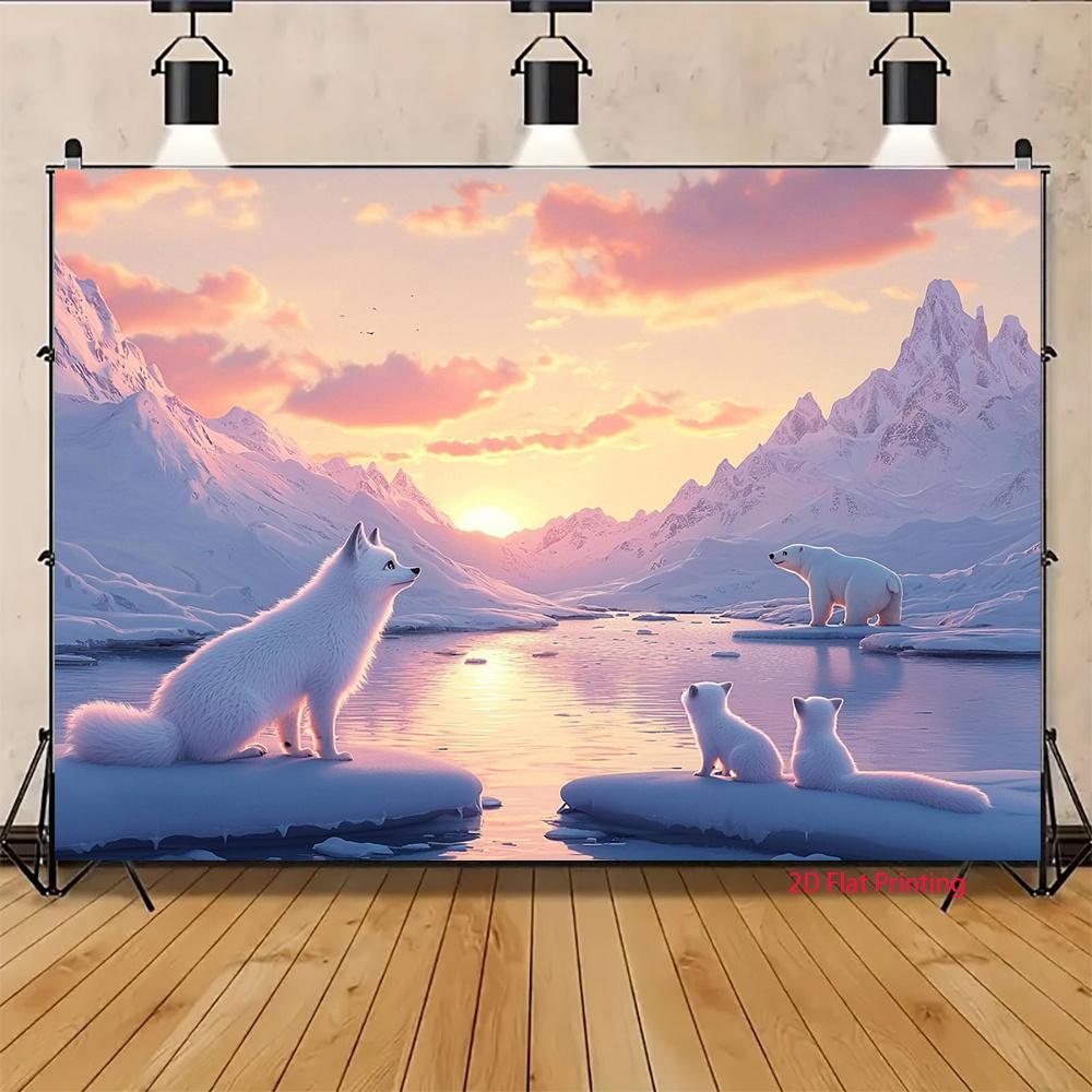 2D Plane 1 Piece of Arctic Fox and Snow Scene Enhances the Appeal of Any Event or Celebration