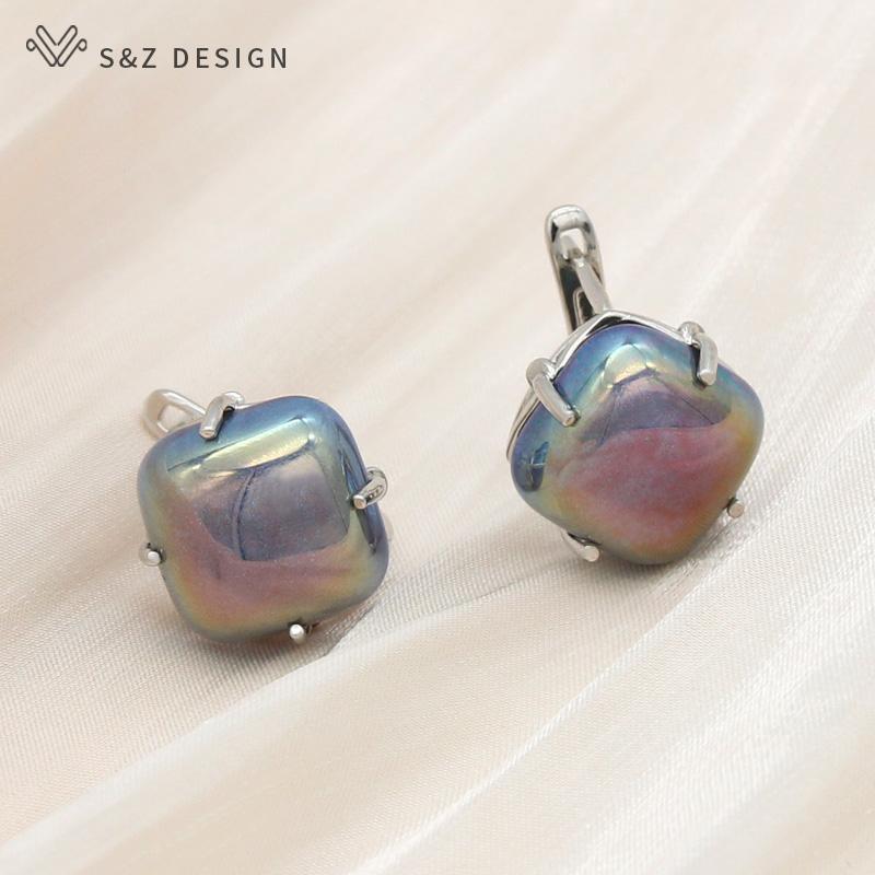 

Модные элегантные роскошные квадратные красочные серьги-капли для женщин и девочек, свадебная вечеринка, модные ювелирные изделия цвета розового золота, серьги