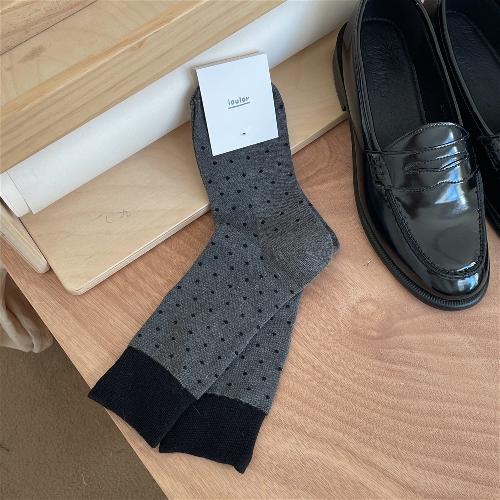 1 Paar Farbblock-Pünktchen-Mittelschaftsocken Niedliche Lässige Netz-Atmungsaktive Socken für Damen Schülerin Sommer Freizeit Wadenhohe Socken