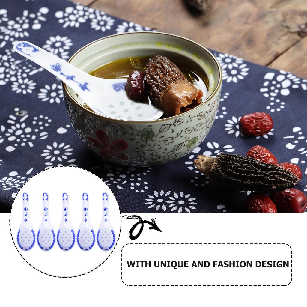 5 Pcs Korean Soup Spoon Bulk Spoons Chinese Porcelain Multi-function Style Scoop Tableware Noodle