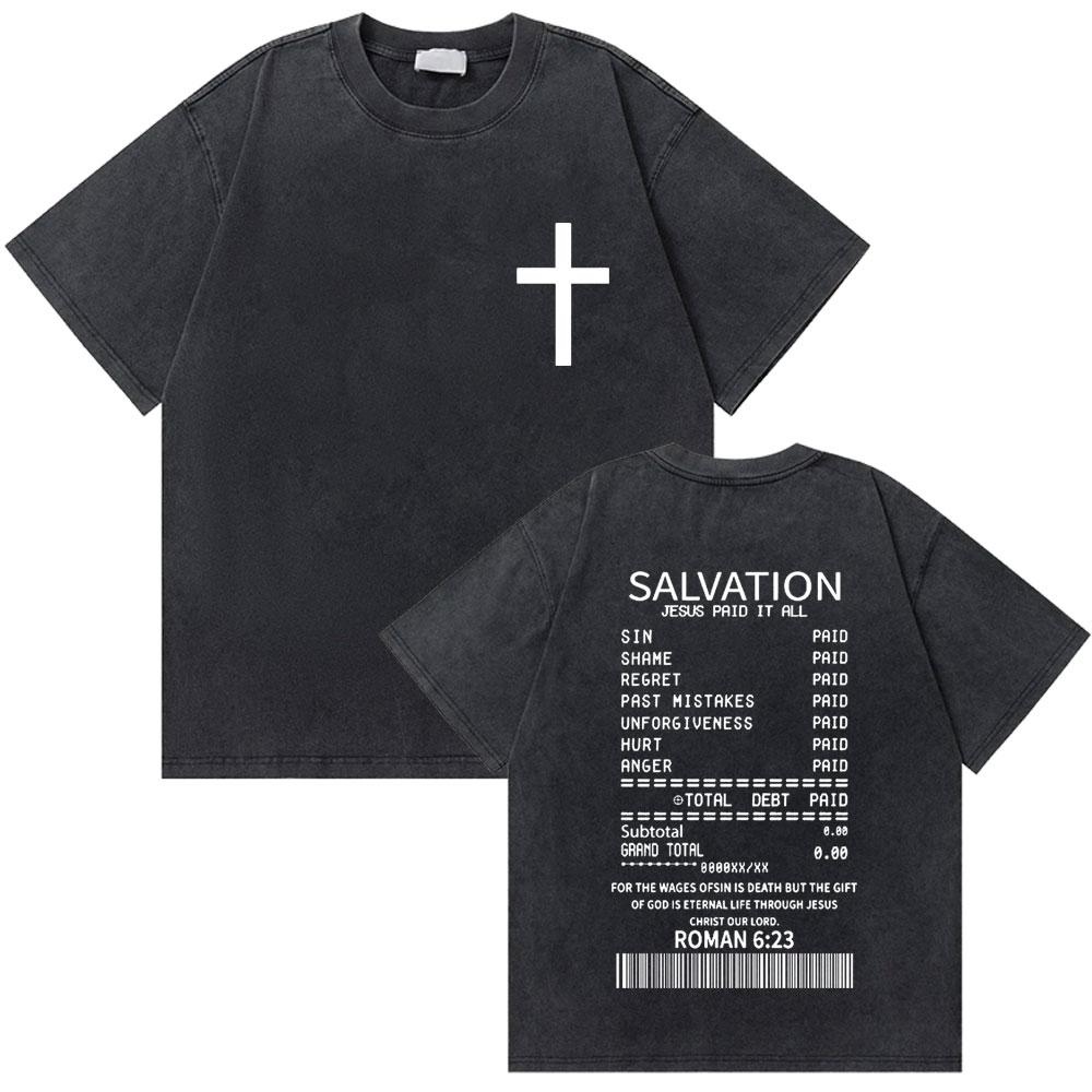 Gewaschenes Vintage Christian Jesus Grafik T-Shirt für Herren Hohe Qualität Baumwolle T-Shirts Herren Hip Hop Gothic Oversized T-Shirt Streetwear