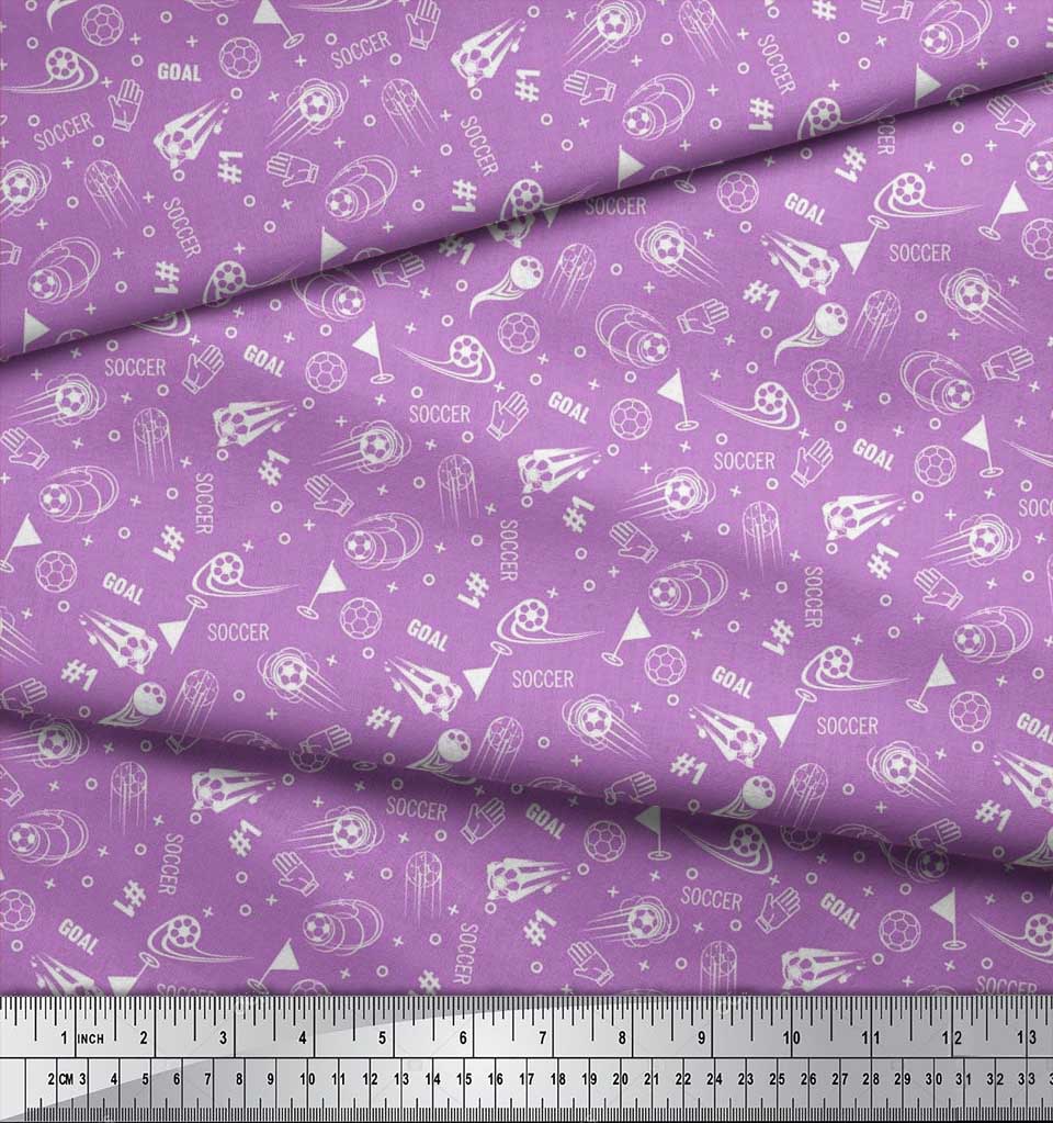 Soimoi Japan Crepe Satin Fabric Geometric Sign,Flag & Football Sports Fabric Prints By Metre 42 Inch