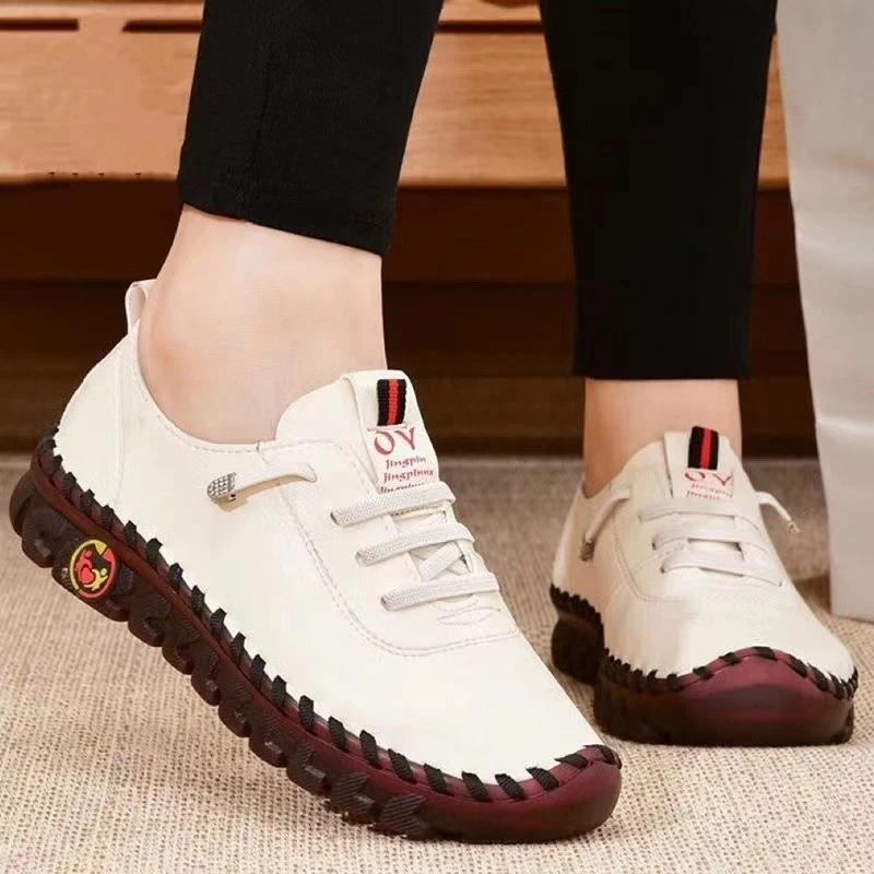 Sneakers for Women Leather Casual Vulcanized Female Shoe Soft Comfortable Flat Loafers Shoes Slip On Shoes Zapatillas De Mujer