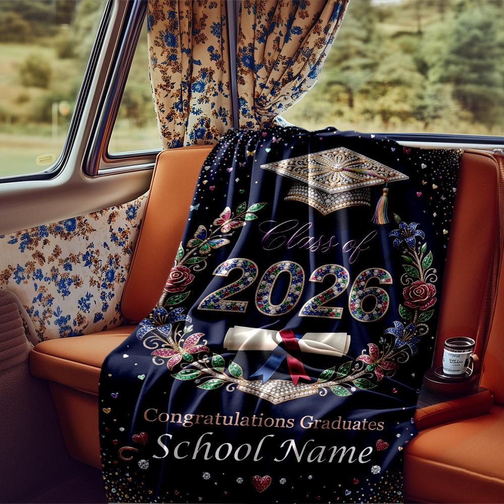 2026 Future Belongs You Graduation Celebration Blanket Personalized Name Soft Comfortable Stylish Blanket Car Blanket Perfect For Travel Camping