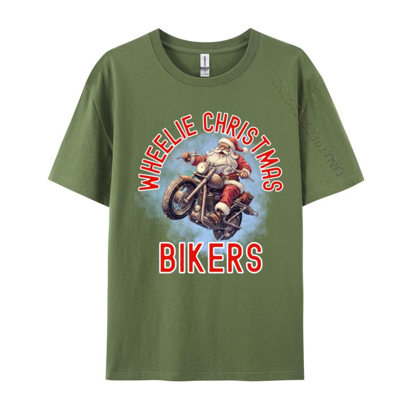 

Santa s Christmas Motorcycle Sleigh Wheelies Allowed Funny Tshirt For Men Funny Cotton Homme Tshirt Big Size Camisas Hombre 4XL
