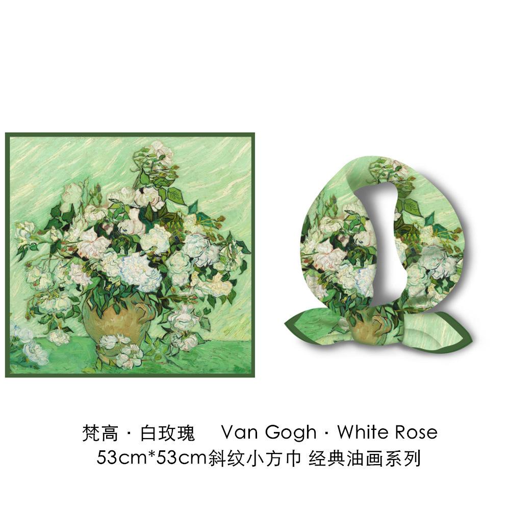 Silk scarf Van Gogh classic oil painting blooming apricot lady new 11cm decorative painting small square scarf scarf