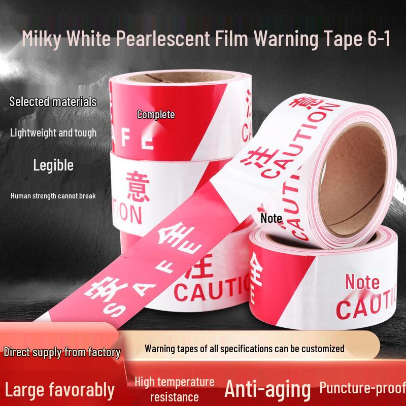 Red & White Pearlescent Safety Warning Tape - Disposable Cordon for Construction Site Isolation