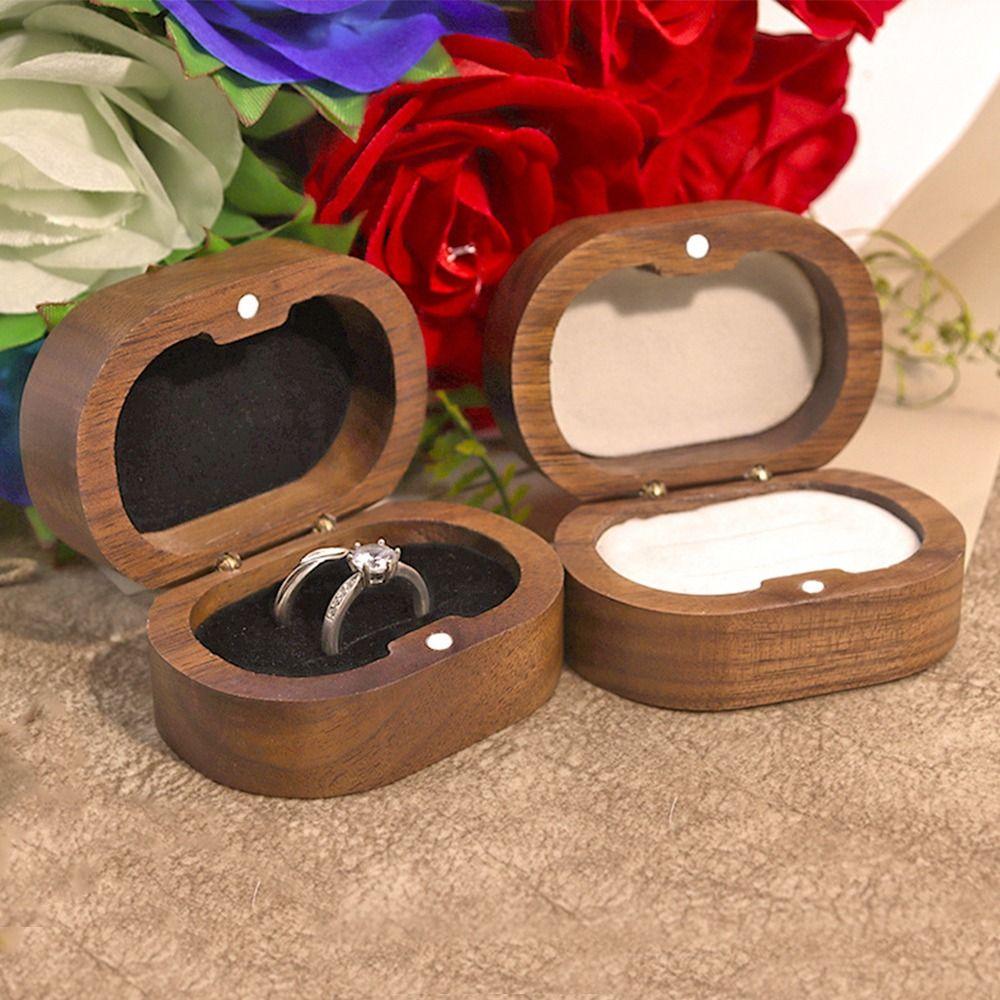 Handmade Rings Bearer Box Wooden Ring Display Box Jewelry Storage Show Case Engagement Proposal
