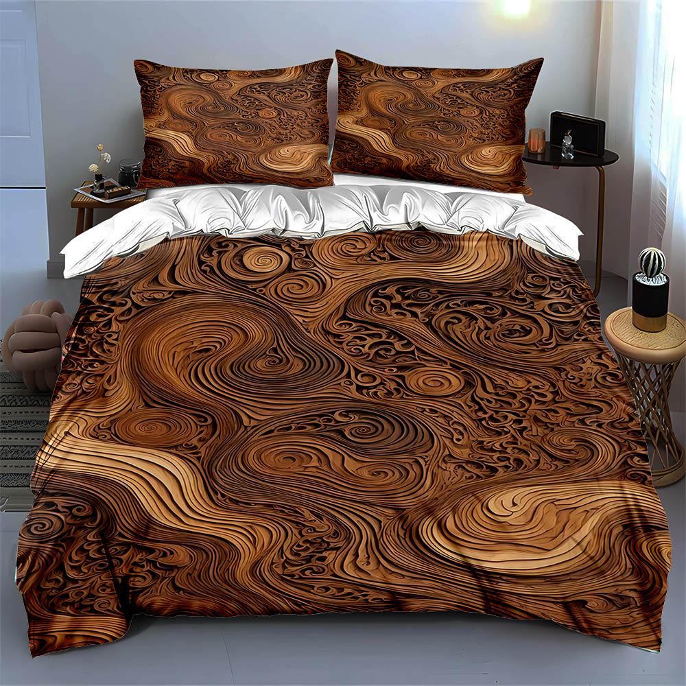Swirled, Wooden, Textured Bedding Duvet Cover Sets Duvet Covers Pillowcases Gifts (1 * Duvet Cover 2 * Pillowcases, Without Duvet Insert)