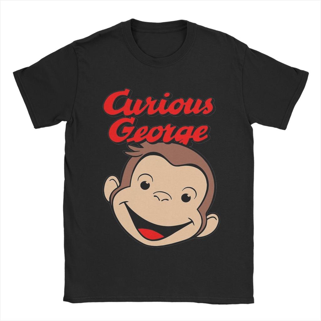 Cartoon  Banana Cute Brown Monkey T Shirt Cotton Fun T-Shirts Crewneck Curious George Tees Short Sleeve Clothes Plus Size