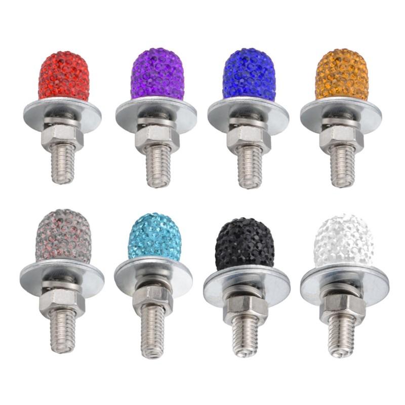 4Pcs/Set Car License Plate Decorative Bolt Motorcycle License Plate Holder Screw Fastener Bolt Set Suitable for Most Vehicles