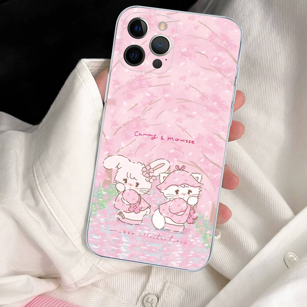 Cute M-mikko C-characters For IPhone 11 12 13 14 15 16 17 Pro Max Plus Air Transparent Clear Shockproof Case