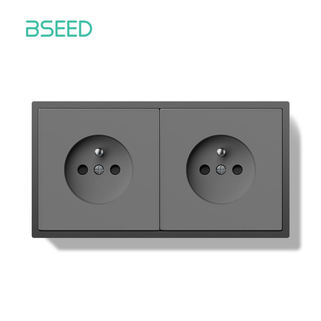 BSEED Single Power Socket Double Wall Sockets Triple Electric Outlets Four French Sockets Matte Plastic Panels Multiple Sizes