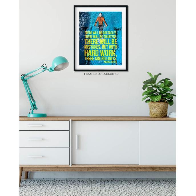 Govivo Michael Phelps pirational wall decor - Motivational wall art for swimming enthusiasts - Positive affirmations wall decor - 8x10 unframed print