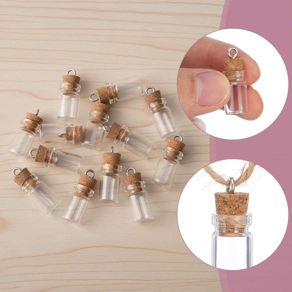 20 Pcs Mini Glass Bottles with Cork 1ml Capacity Clear Tiny Glass Bottles ing Message Bottle DIY Art Craft Storage Small Jars for Home and Holiday