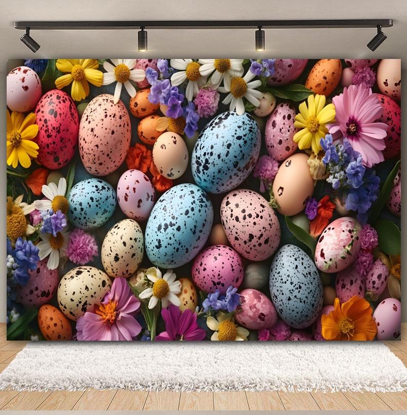 Spring Easter Photography Backdrop Wood Board Flowers Rabbits Eggs Kids Birthday Baby Shower Spring Party Decor Photo Background