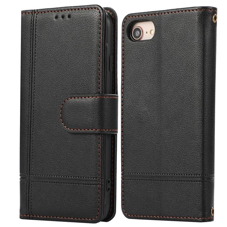

For iPhone SE (2022) / SE (2020) / 7 / 8 4.7 inch Cell Phone Case PU Leather Wallet Cover with 2 Straps