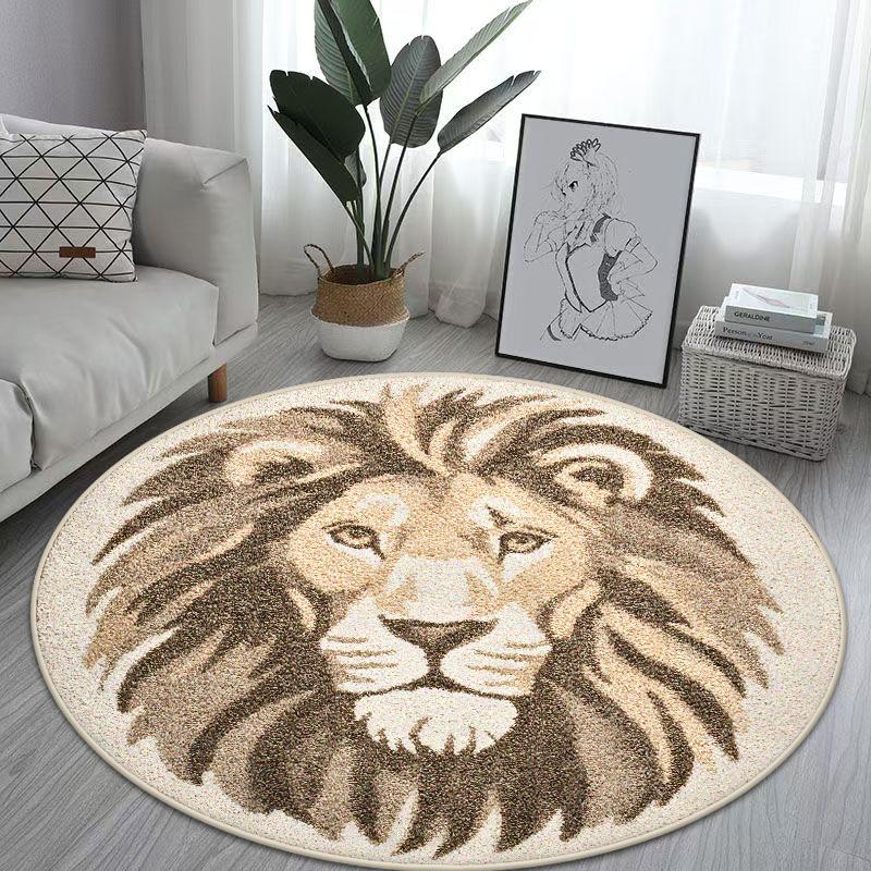 Cute Animal Pattern Rotundity Carpet Living Room Tea Table Foldable Rug Bed End Anti-slip Large Area Easy Cleaning Mat Office