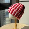 Color Blocked Thickened Knitted Hat for Women In Winter Face Showing Small Woolen Hat Cold Proof and Warm Ear Protecting Headgear