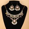 Vintage Bohemian Rhinestone Necklace Set Light Court Style for Women
