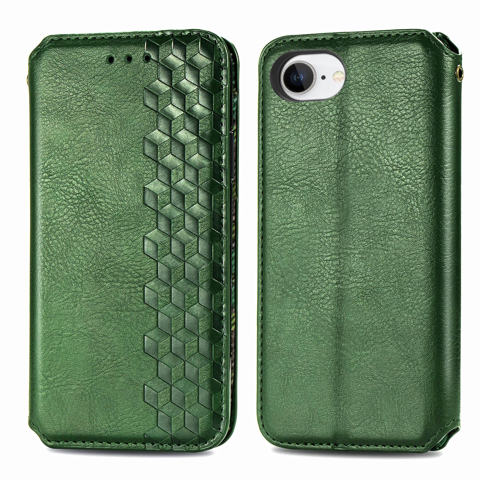 

For iPhone 16e PU Leather Case Rhombus Imprint Wallet Stand Phone Cover Grey