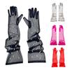 Wedding Tulle Gloves Pearls Studded Full Finger Gloves Elbow Length Gloves for Wedding Engagement Bachelorette Party