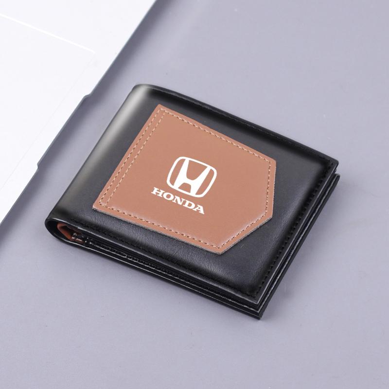 Car Emblems Purses Men Leather Wallets Multi Card Bag For Honda Civic Accord Fit City Vezel CR-V Odyssey Pilot Jazz Prelude Insi XD9