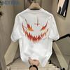 100% Pure Cotton Evil Expression Printed Short-sleeved T-shirt for Men and Women Summer Design Sense Niche Loose Top Ins Trendy Brand
