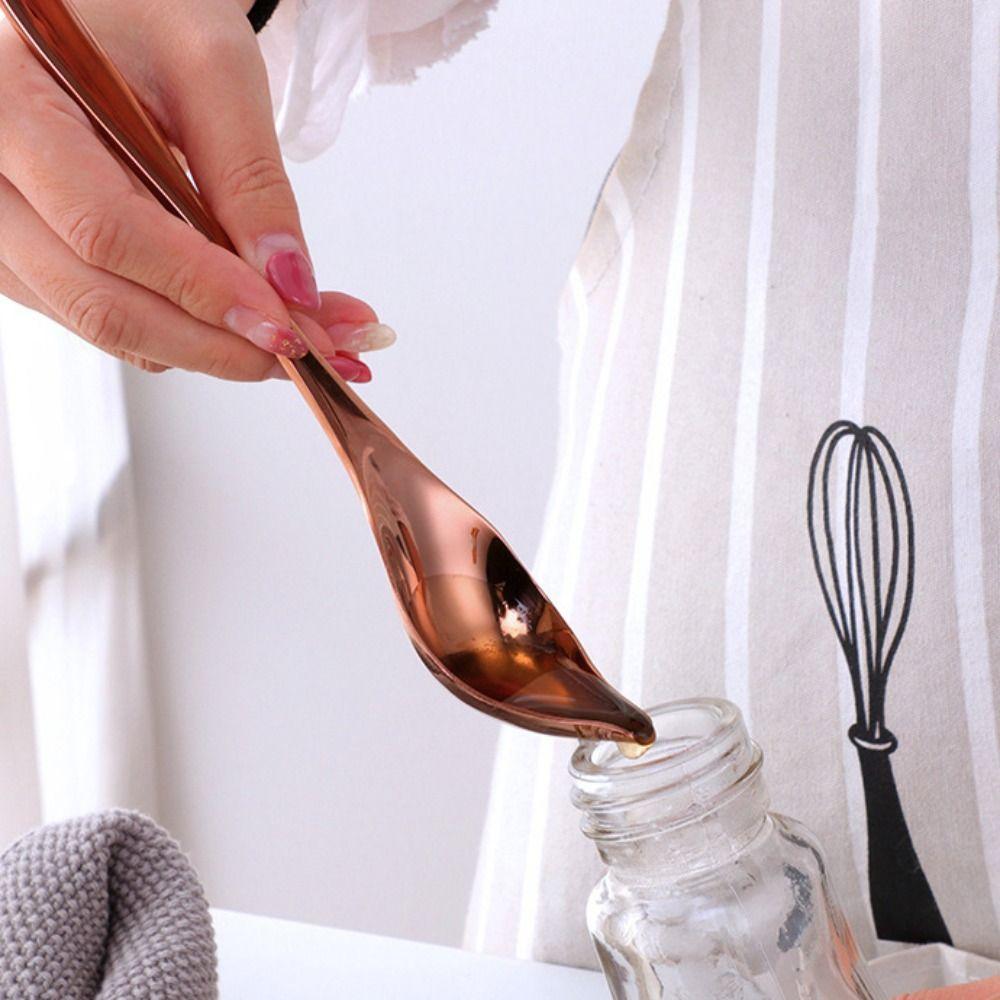DIY Stainless Steel Saucier Spoon Baking Tool Honey Sauce Metal Spoons Tapered Spout Colorful Decorating Spoon