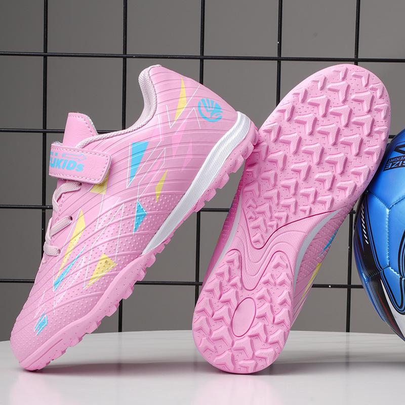 New Velcro football shoes boys and girls broken nails TF primary school students game artificial training shoes