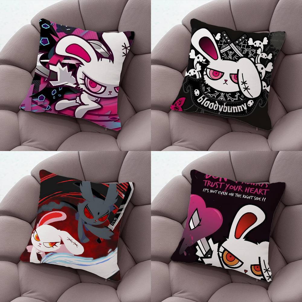 BBloody Bunny Pillow Case Plush Fabric Soft DoubleSided Printed Sofa Warm Winter Home Gift Cushion Cover
