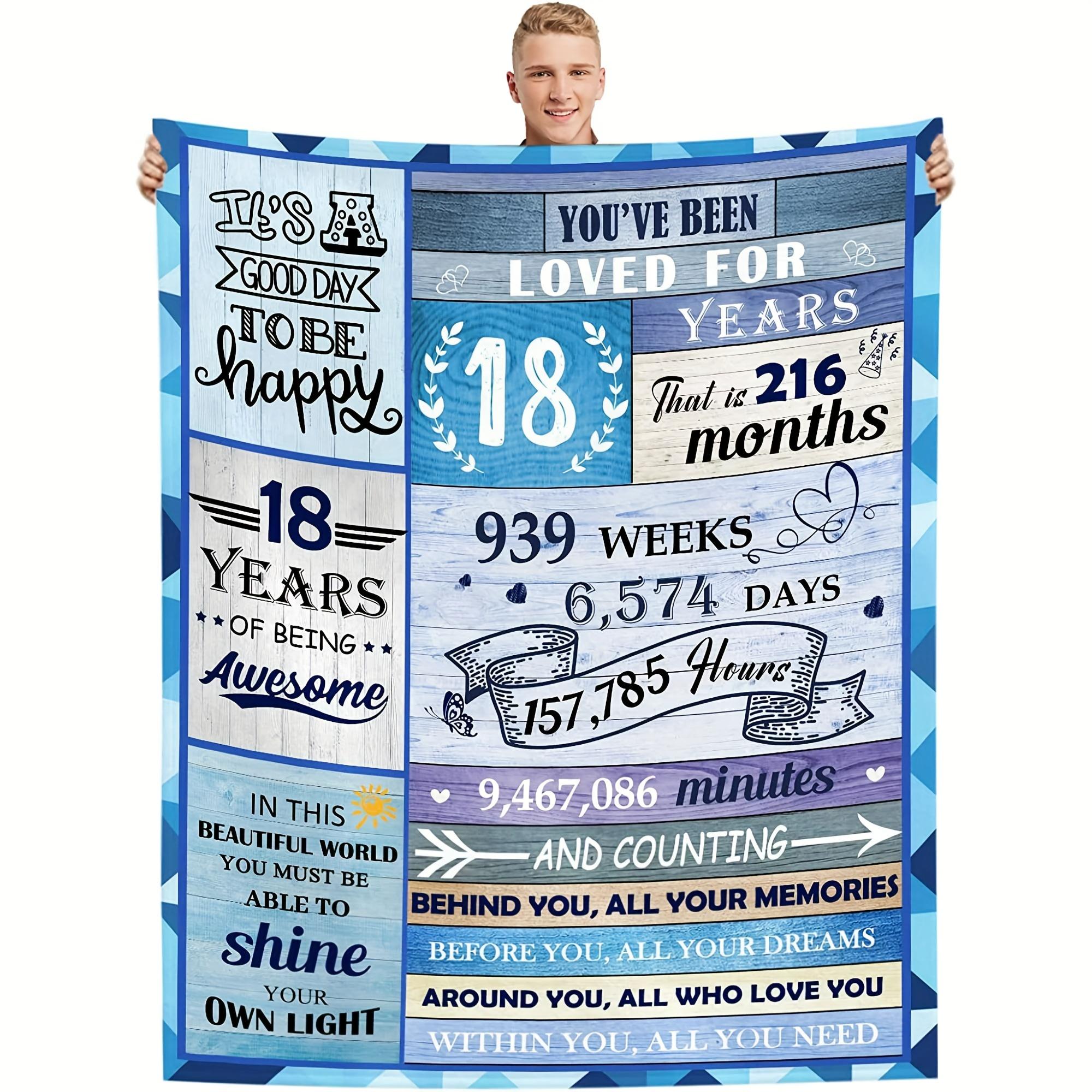 

Soft Warm Blue Flannel Blanket 18th Birthday Gift Cozy Nap Throw for SofaBed Ideal Birthday Present 75x100cm (30x40inch)