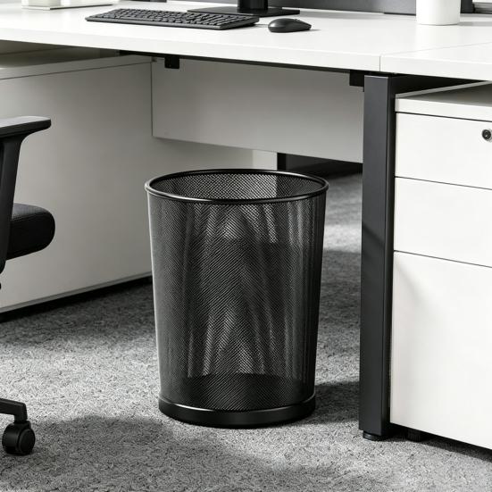 Garbage Can with Polished Rolled Bin Moisture Edges Trash Resistant Rustproof Wastebasket