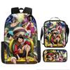 One Piece Cartoon Anime Rucksack Leichte Ergonomische Schultasche für Grundschüler Umhängetasche Federmäppchen Set