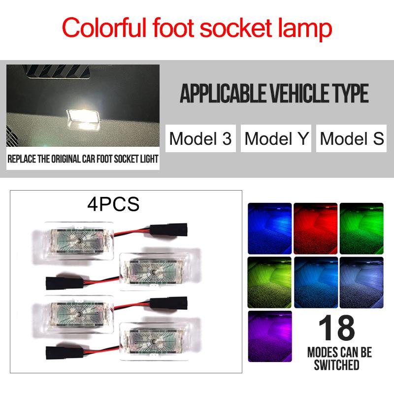 For Tesla Model 3 X S Y Interior Accessories Fit Footwell Lighting Trunk Frunk LED Door Lamp RGB 7Color Wireless Touch Car Style