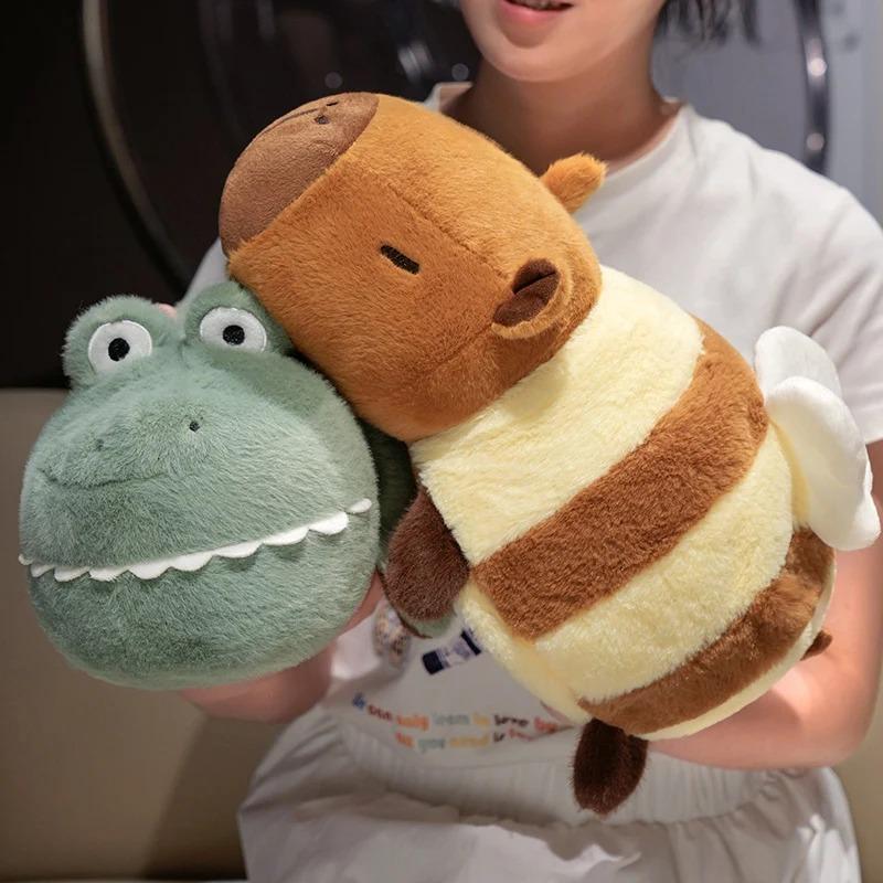25/35cm Capybara Plush Reversible Alligator Stuffed Animal,2 In 1 Cute Capybara Transformed Crocodile Plush Toy Christmas for Girl Kids