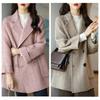 Herbst- und Wintermode Fischgrätmuster Locker und dünn Western-Stil Kleiner Allrounder Wollmantel in mittlerer Länge