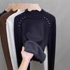 Autumn and Winter Warm Fleece Thickened Integrated Fleece Sweater Women's Bottoming Shirt New Semi-turtleneck with Knitted Top