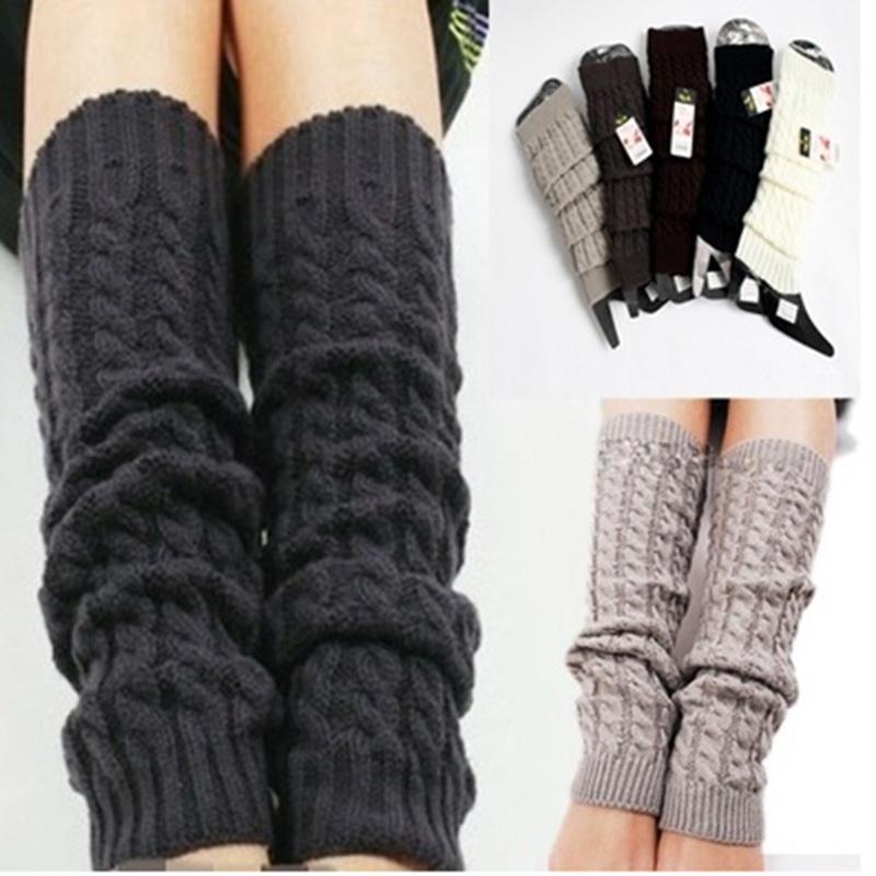 Moda Mujer Invierno Punto Ganchillo Tejido Calentadores de Pierna Legging Cubrebotas 10 Colores