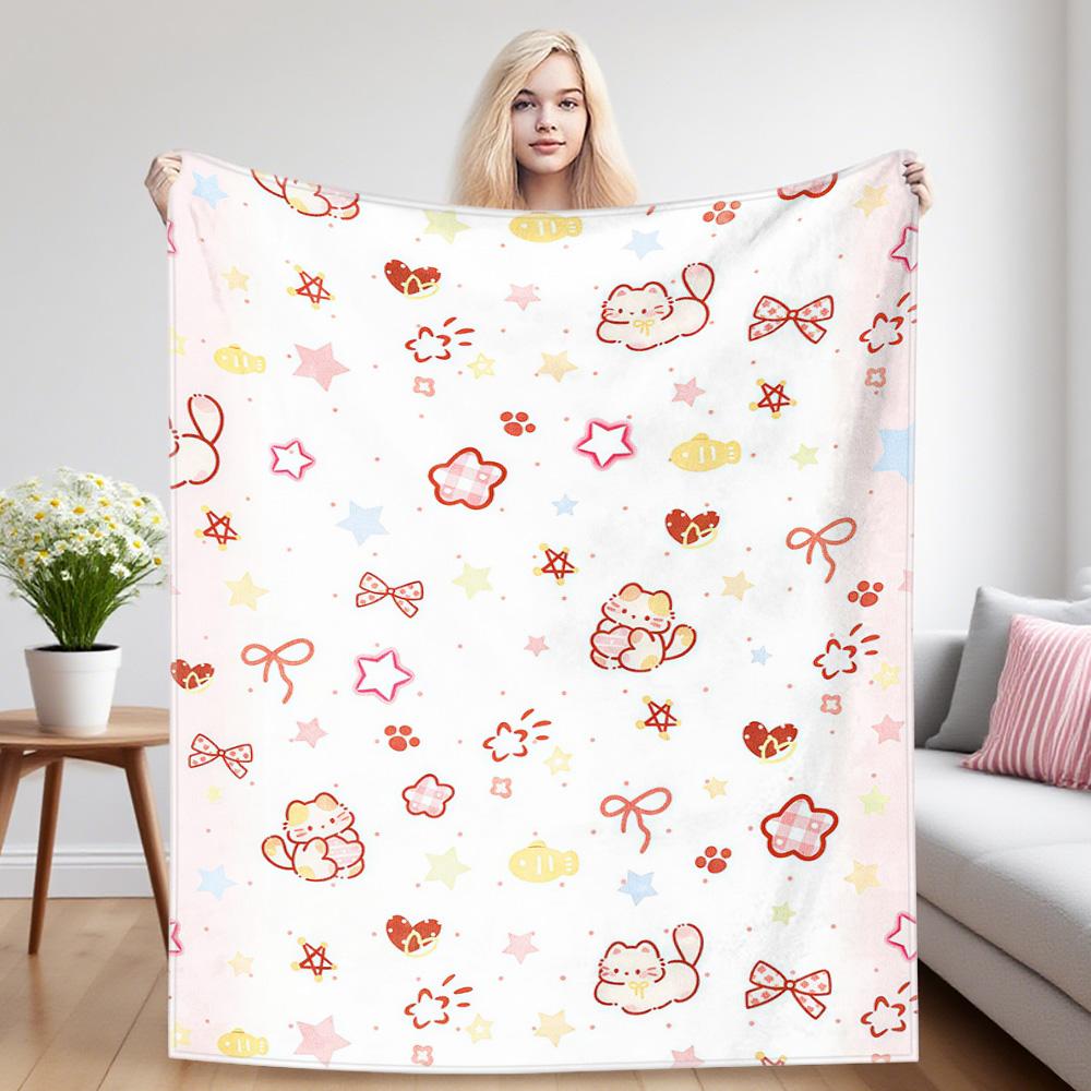 Pink Kitty Nap Blanket,Flannel Blanket,Suitable For Sofas,Beds,Cars,Rooms,Offices,Camping,Exquisite Gift Blankets
