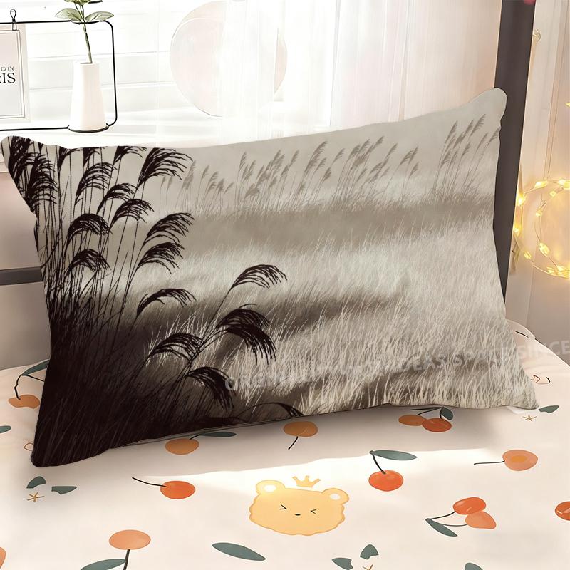Floral & Grass Patterned Pillowcase Suitable For Sofa Bedroom Car Pillow Cover Cushion Rectangular Back Cushion