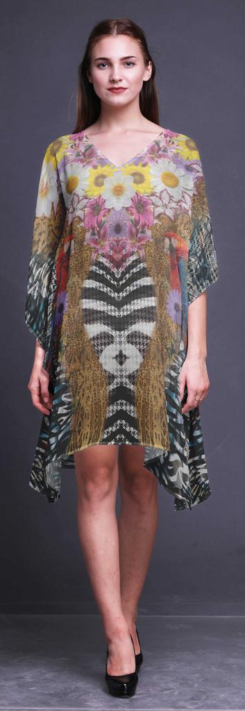 Phagun Damen Kaftan Urlaubs-Loungewear Midi-Kleid Strandüberwurf-4X-5X