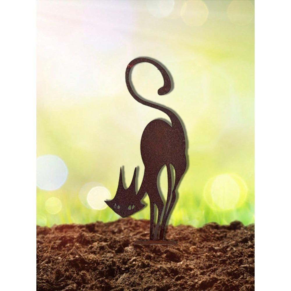 Vintage Black Cat Metal Wall Art Gothic Garden Sculpture Outdoor Halloween Christmas Lawn Decor Goth Yard Statue Unique Gift Cat Lovers