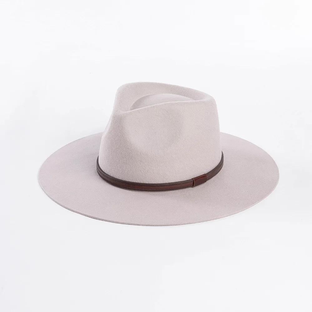 Australian 100% Wool Vintage Fedoras Hat for Women/Men Jazz Top Wool Felt Hat with Brown Belt Big Head Size Sun Hat M/L/XL 61cm