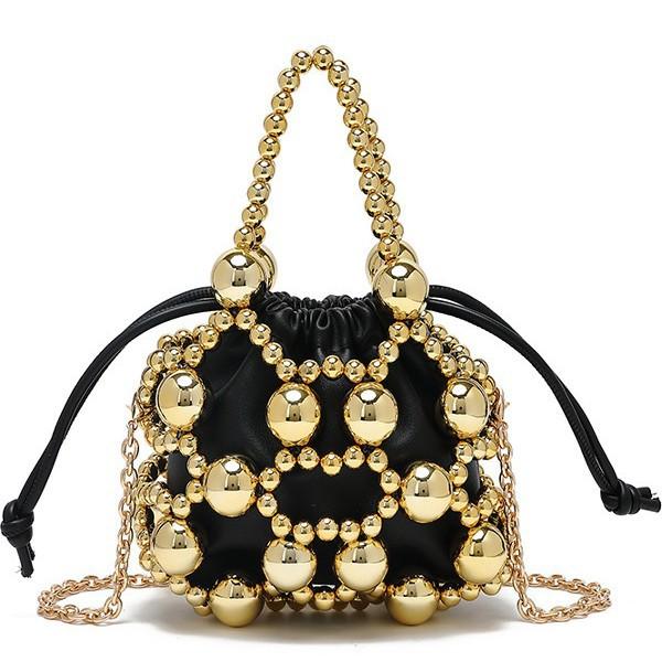 New Niche Design Exquisite Hollow Metal Beaded Woven Bag High-End Portable Oblique Span Bag